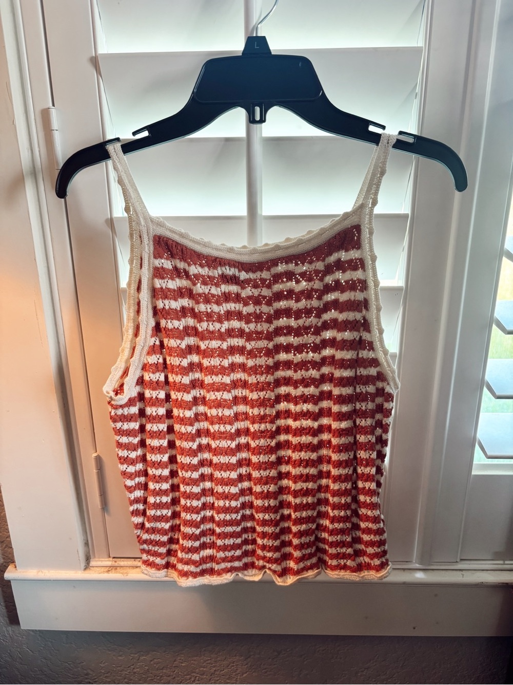 American Eagle Outfitters Red and Cream Striped Knit Tank